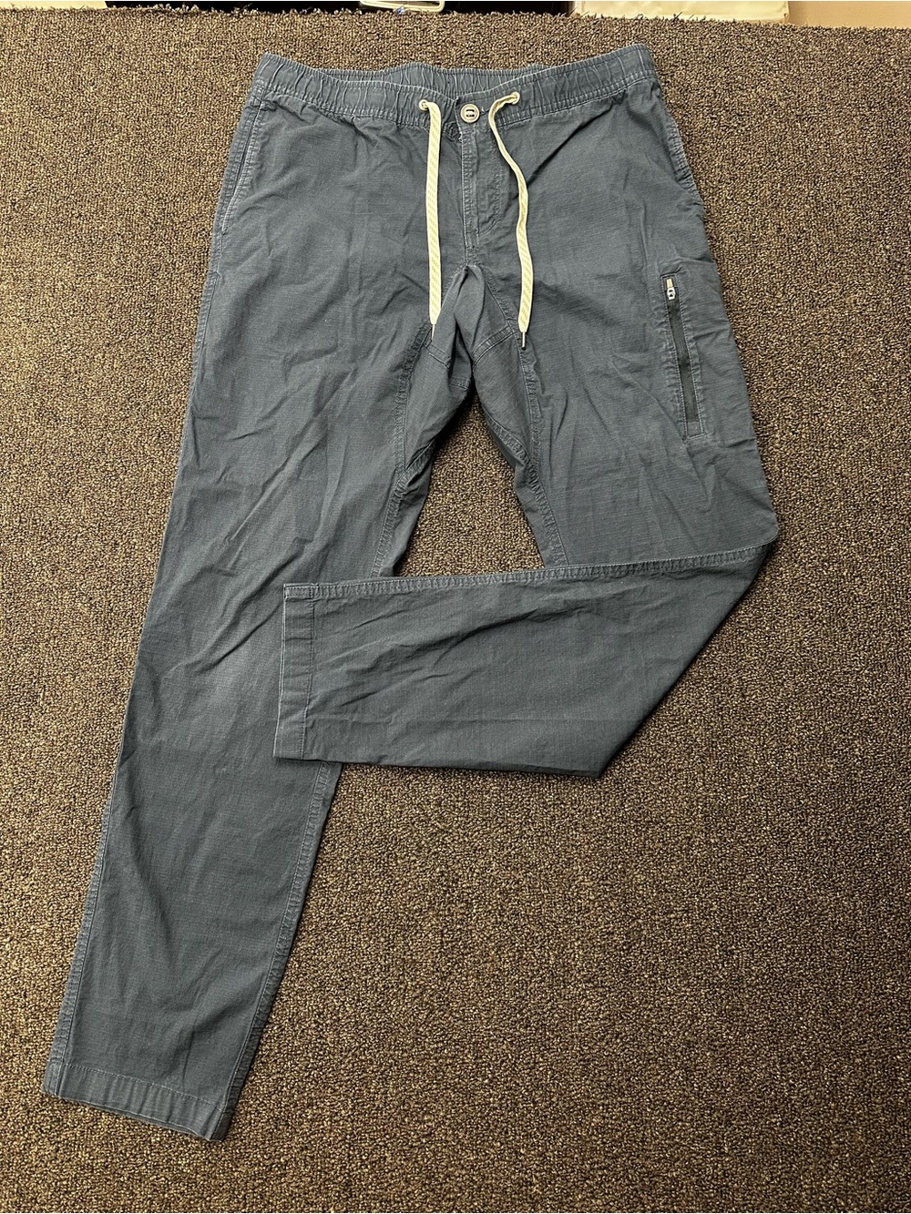 Vuori Ripstop Pants Mens L Blue Drawstring Taper Outdoor Travel Climber V412